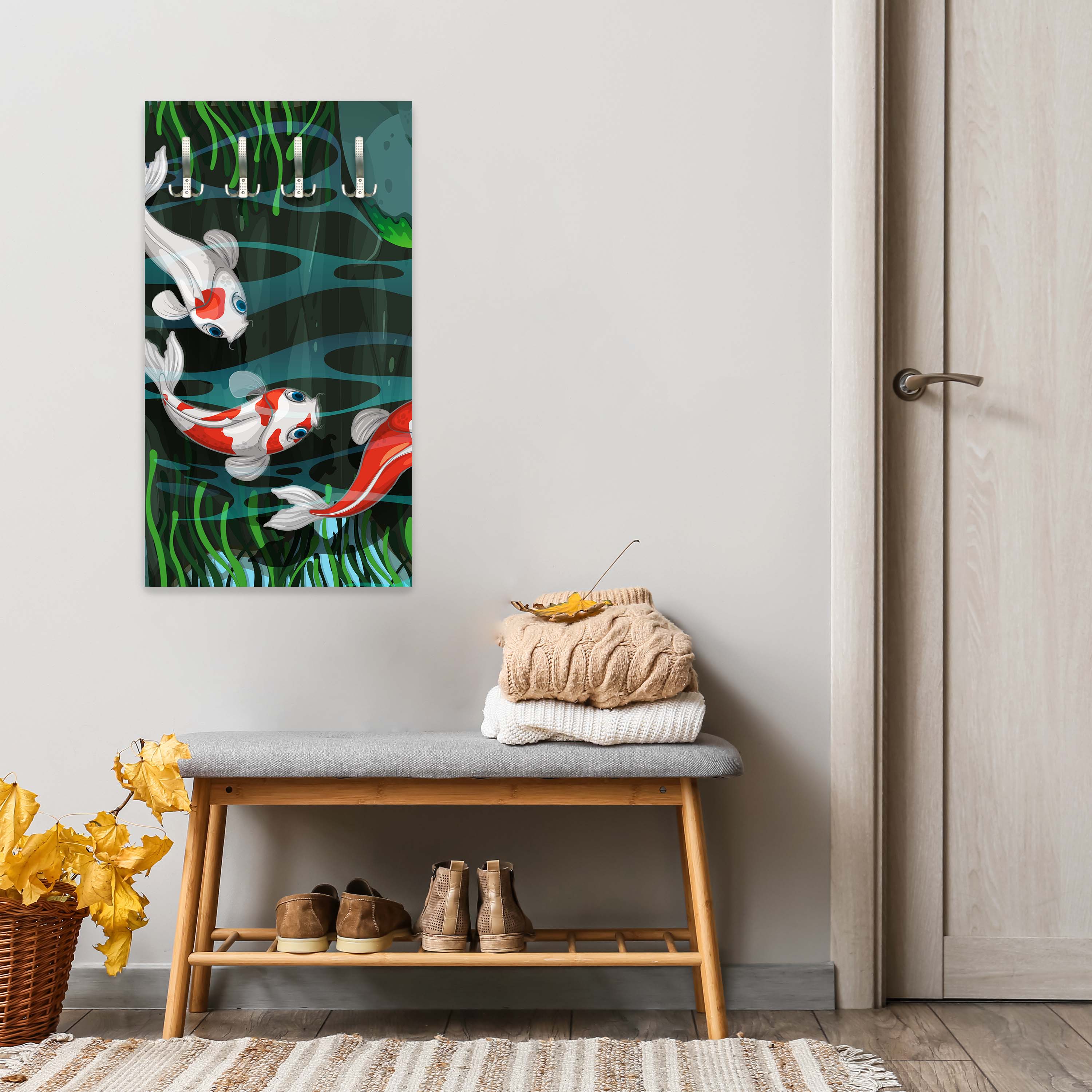 Garderobe Vier Fische schwimmen im Teich M0862 entdecken - Bild 3 Garderobe Vier Fische schwimmen im Teich M0862 entdecken - Bild 3