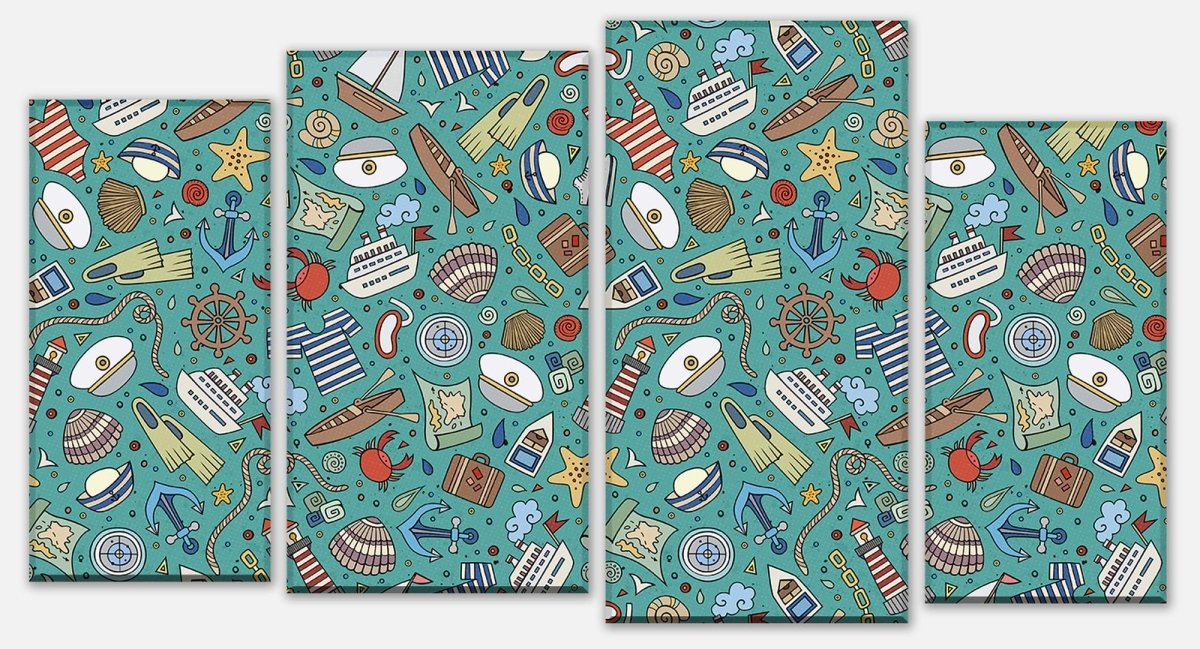 Leinwandbild Mehrteiler nettes marine Muster M0863 Leinwandbild Mehrteiler nettes marine Muster M0863