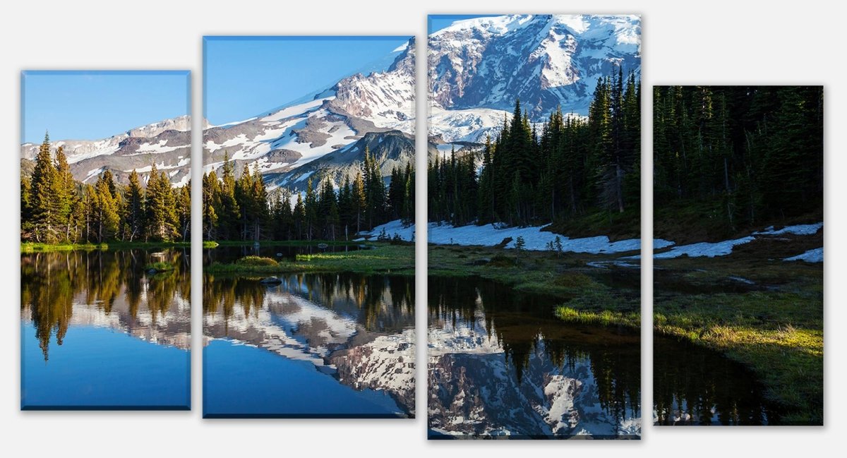 Leinwandbild Mehrteiler Wald mit einem See auf einer Berglandschaft M0880 Leinwandbild Mehrteiler Wald mit einem See auf einer Berglandschaft M0880