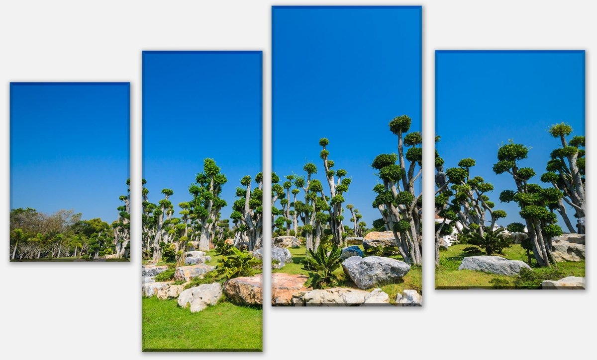 Leinwandbild Mehrteiler Bäume und Felsen im Garten M0886 Leinwandbild Mehrteiler Bäume und Felsen im Garten M0886