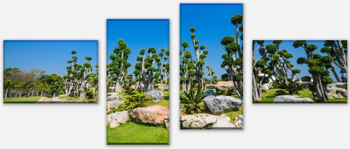 Leinwandbild Mehrteiler Bäume und Felsen im Garten M0886 Leinwandbild Mehrteiler Bäume und Felsen im Garten M0886