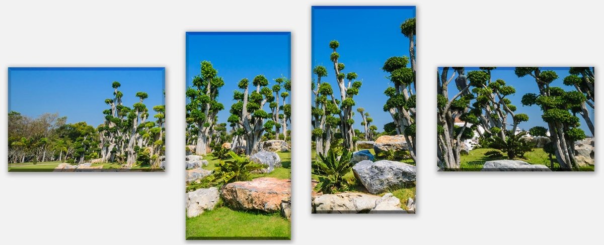 Leinwandbild Mehrteiler Bäume und Felsen im Garten M0886 Leinwandbild Mehrteiler Bäume und Felsen im Garten M0886