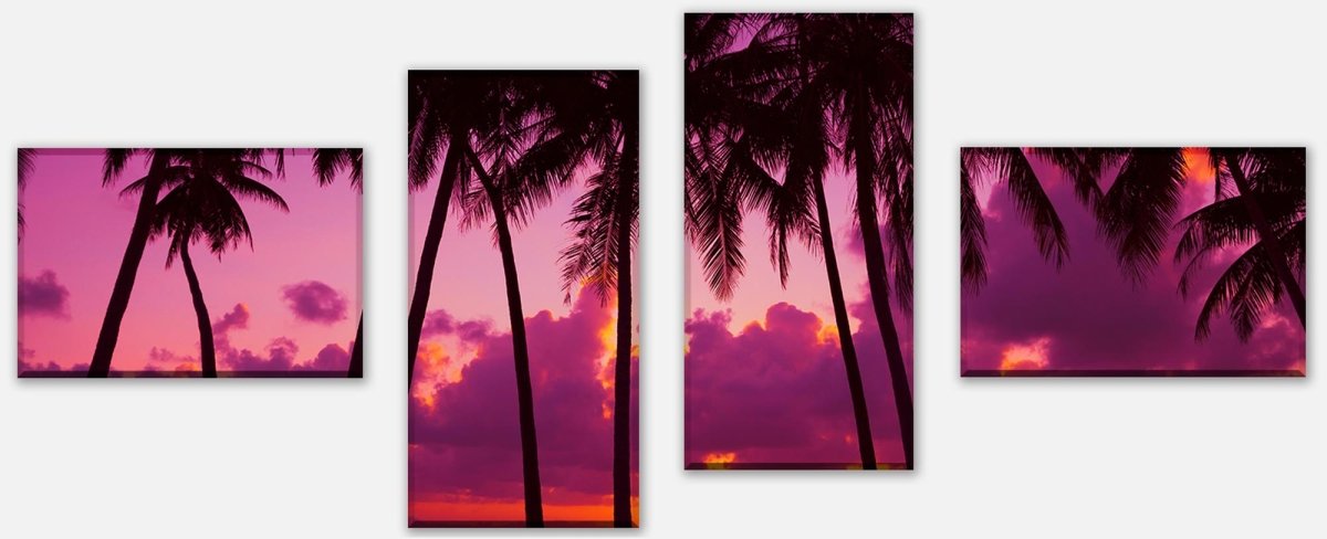 Leinwandbild Mehrteiler Palmen Silhouette bei Sonnenuntergang. Thailand M0889 Leinwandbild Mehrteiler Palmen Silhouette bei Sonnenuntergang. Thailand M0889