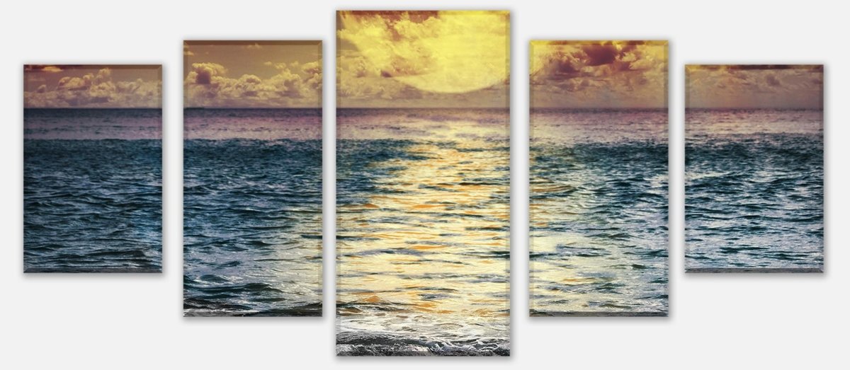 Leinwandbild Mehrteiler Vollmond über dem Ozean M0906 entdecken - Bild 1 Leinwandbild Mehrteiler Vollmond über dem Ozean M0906 entdecken - Bild 1