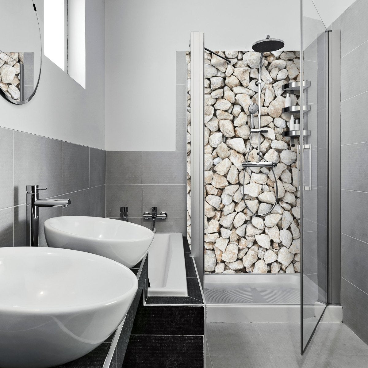 Duschwand Kieselsteinzusammensetzung M0938 entdecken - Bild 1 Duschwand Kieselsteinzusammensetzung M0938 entdecken - Bild 1