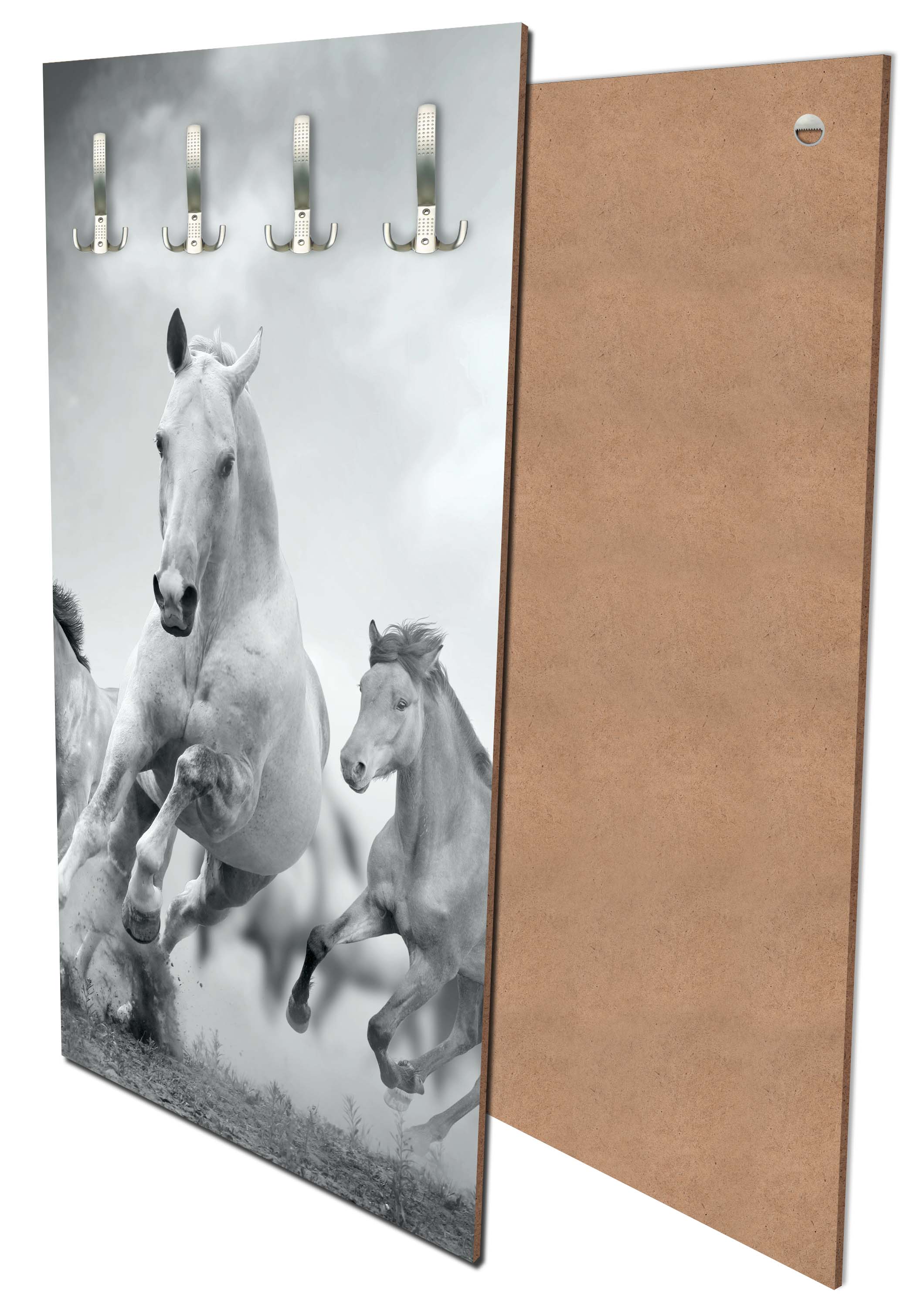 Garderobe Pferde laufen in Weiß und Schwarz M0945 entdecken - Bild 1 Garderobe Pferde laufen in Weiß und Schwarz M0945 entdecken - Bild 1
