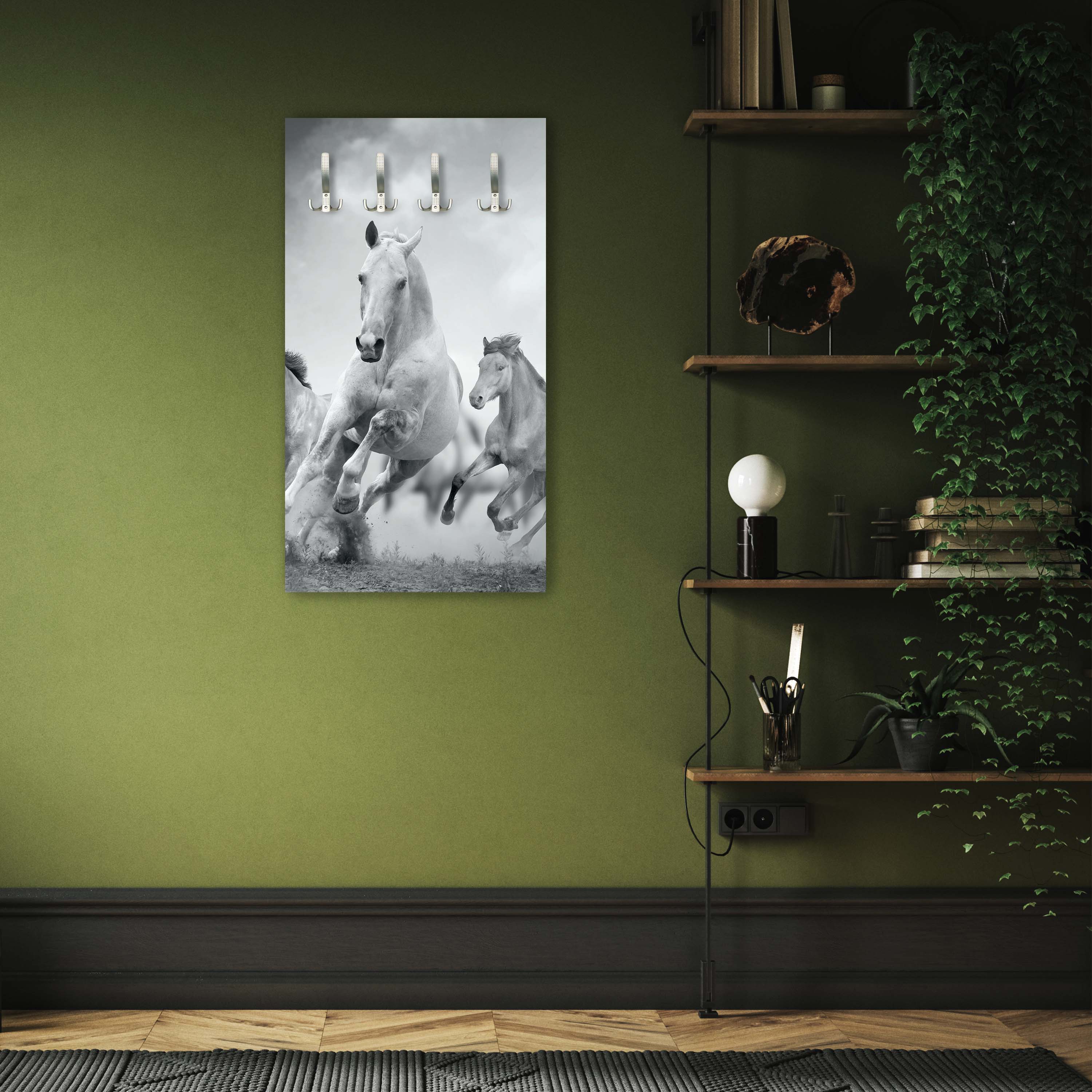Garderobe Pferde laufen in Weiß und Schwarz M0945 entdecken - Bild 5 Garderobe Pferde laufen in Weiß und Schwarz M0945 entdecken - Bild 5