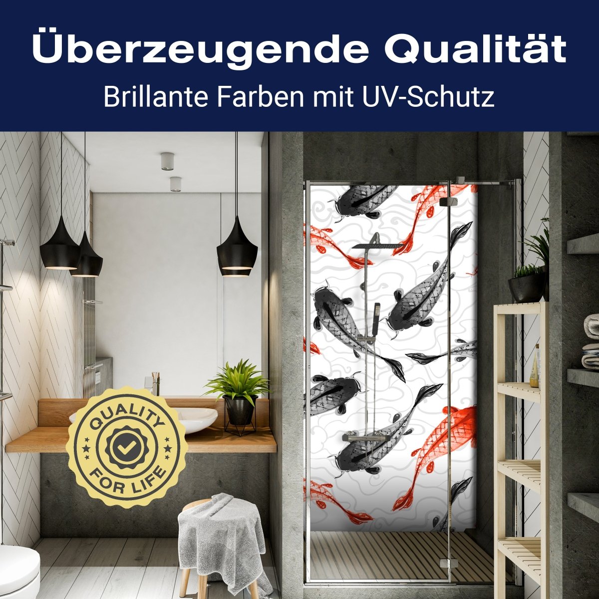 Duschwand rote und schwarze Koi-Karpfen M0946 entdecken - Bild 2 Duschwand rote und schwarze Koi-Karpfen M0946 entdecken - Bild 2