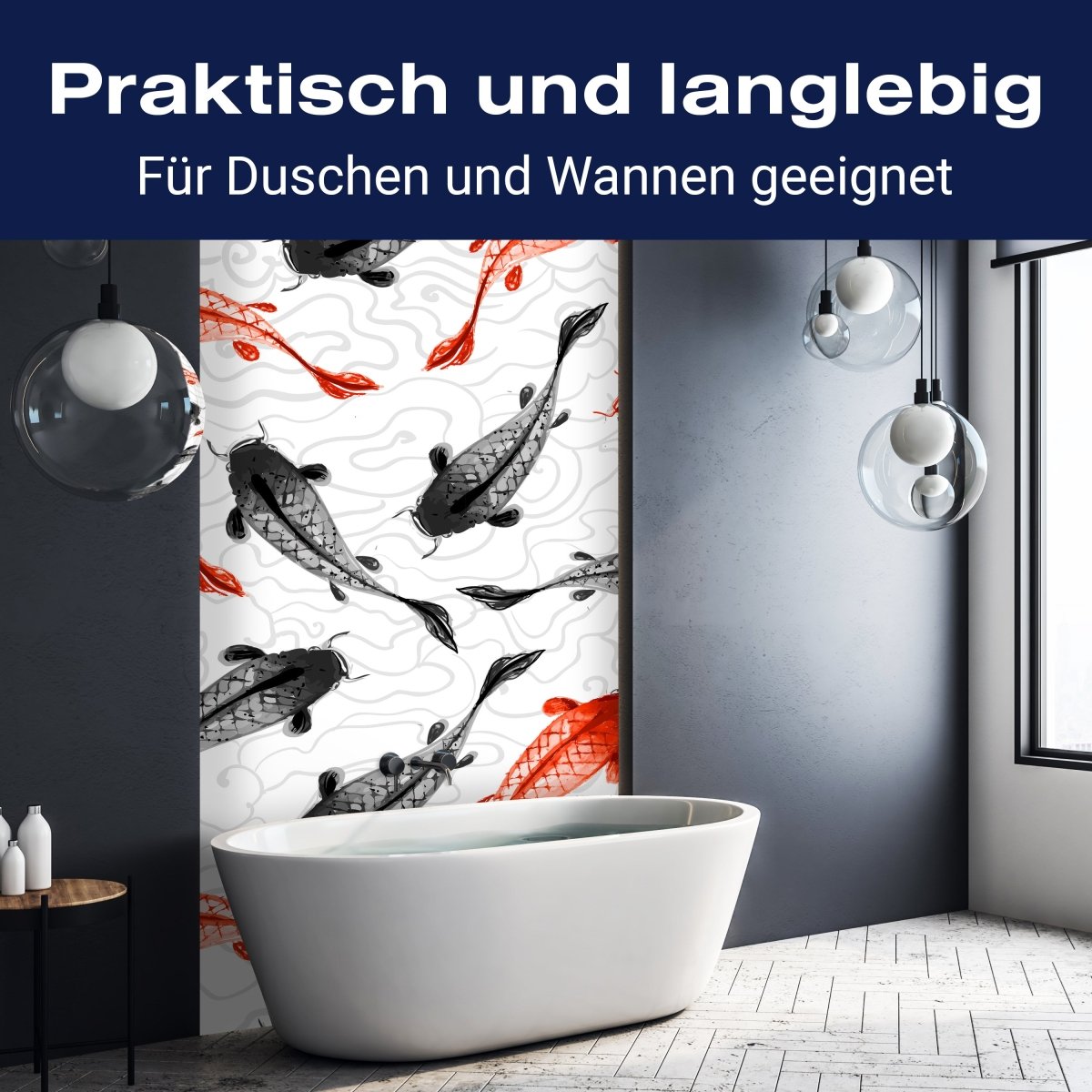 Duschwand rote und schwarze Koi-Karpfen M0946 entdecken - Bild 3 Duschwand rote und schwarze Koi-Karpfen M0946 entdecken - Bild 3