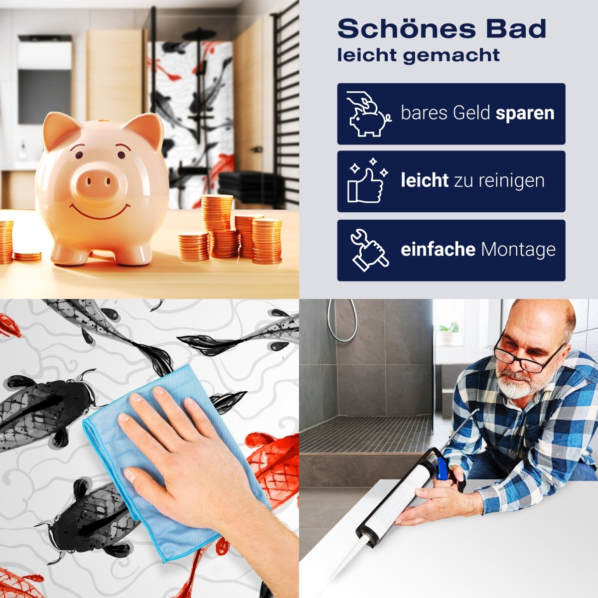 Duschwand rote und schwarze Koi-Karpfen M0946 entdecken - Bild 7 Duschwand rote und schwarze Koi-Karpfen M0946 entdecken - Bild 7