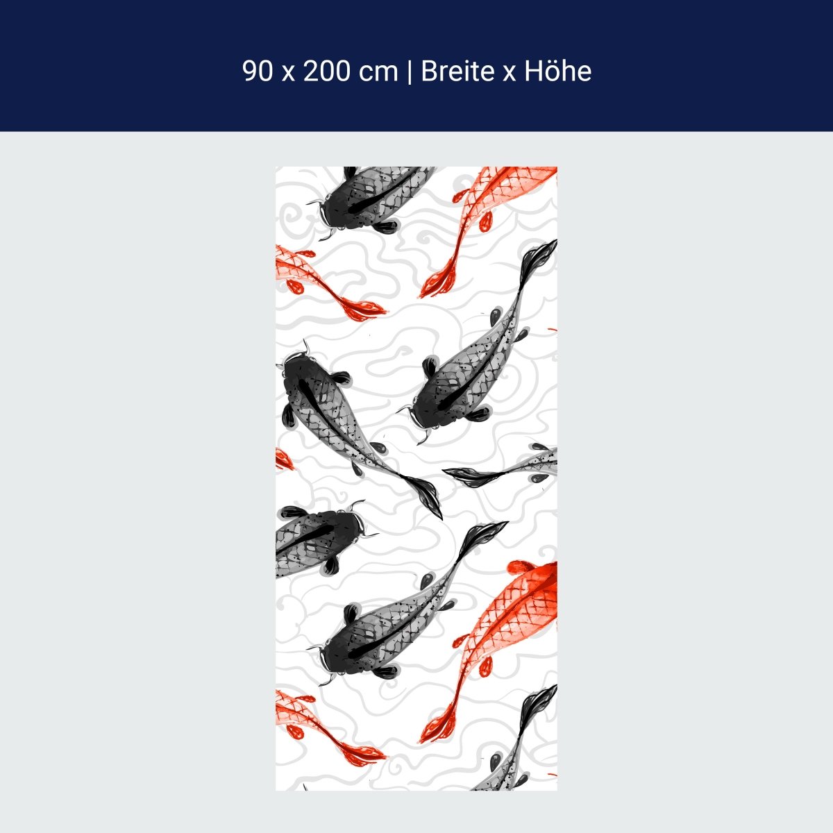 Duschwand rote und schwarze Koi-Karpfen M0946 Duschwand rote und schwarze Koi-Karpfen M0946