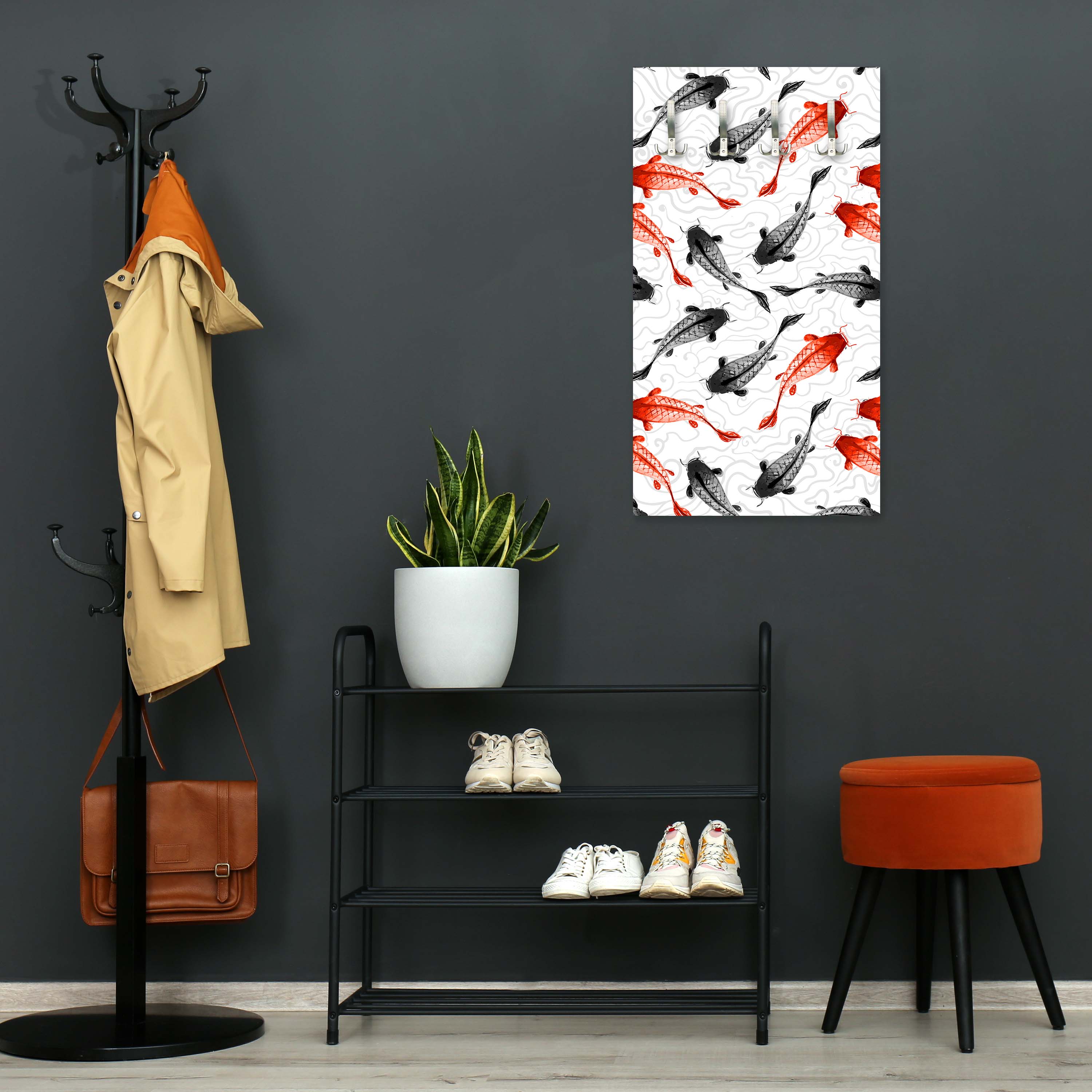 Garderobe rote und schwarze Koi-Karpfen M0946 entdecken - Bild 2 Garderobe rote und schwarze Koi-Karpfen M0946 entdecken - Bild 2