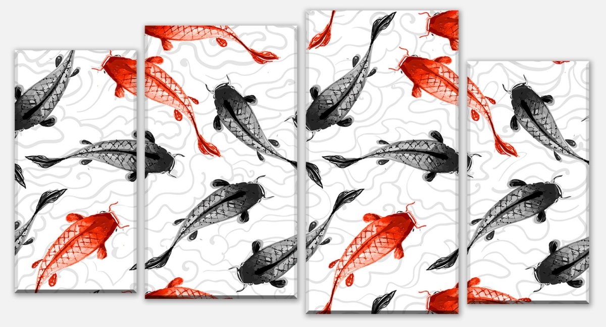 Leinwandbild Mehrteiler rote und schwarze Koi-Karpfen M0946 Leinwandbild Mehrteiler rote und schwarze Koi-Karpfen M0946