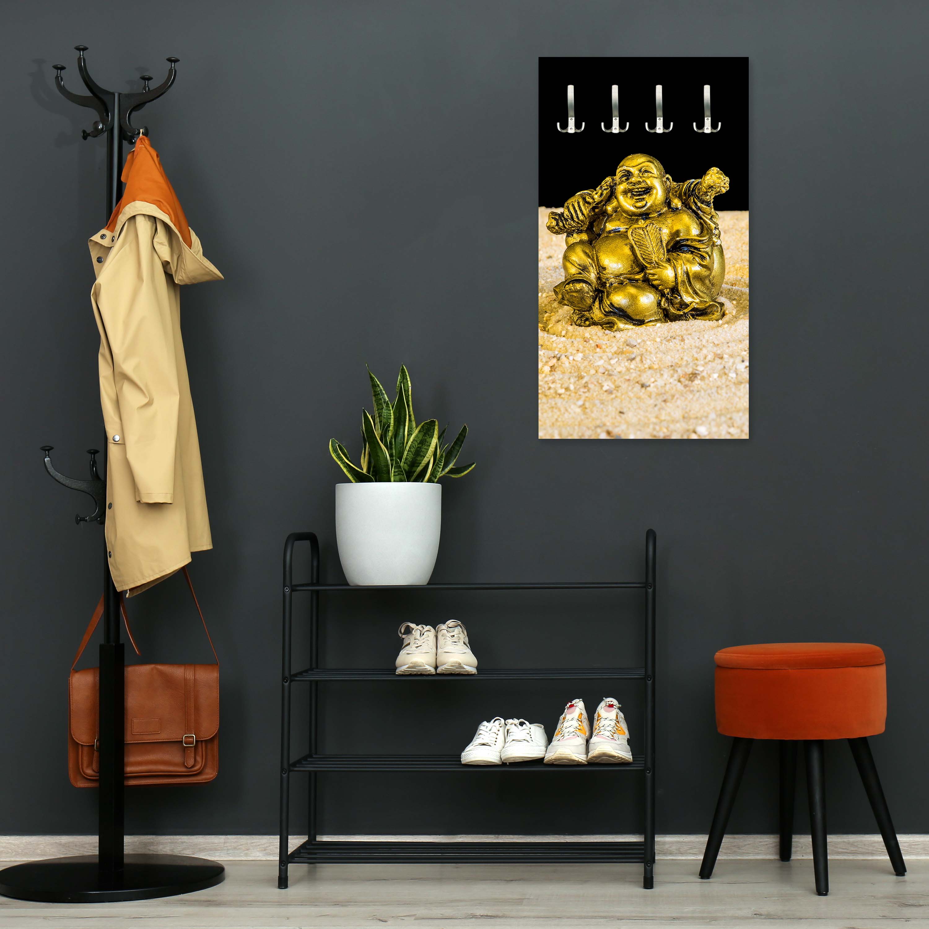 Garderobe Goldener Buddha im Zen-Kreis M0956 entdecken - Bild 2 Garderobe Goldener Buddha im Zen-Kreis M0956 entdecken - Bild 2