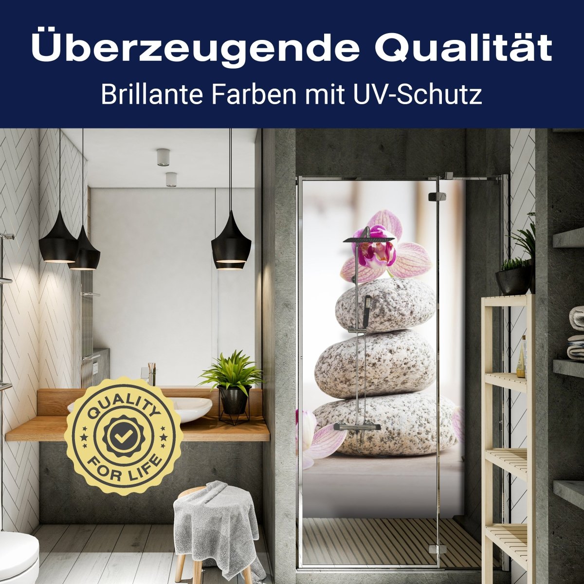 Duschwand Orchideen, weiße Steine - SPA M0959 entdecken - Bild 2 Duschwand Orchideen, weiße Steine - SPA M0959 entdecken - Bild 2