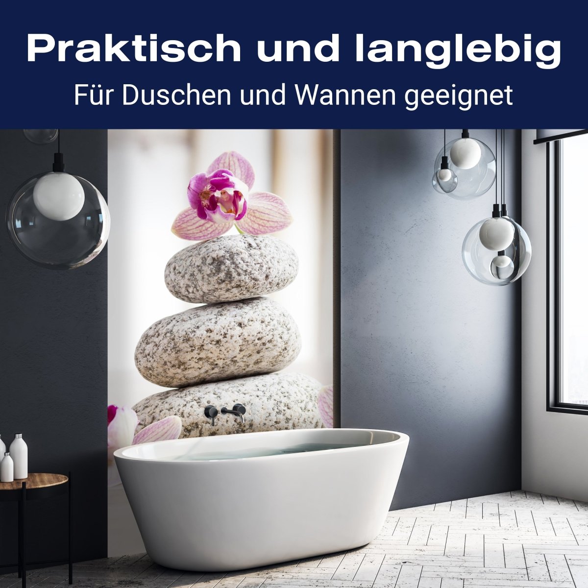 Duschwand Orchideen, weiße Steine - SPA M0959 entdecken - Bild 3 Duschwand Orchideen, weiße Steine - SPA M0959 entdecken - Bild 3