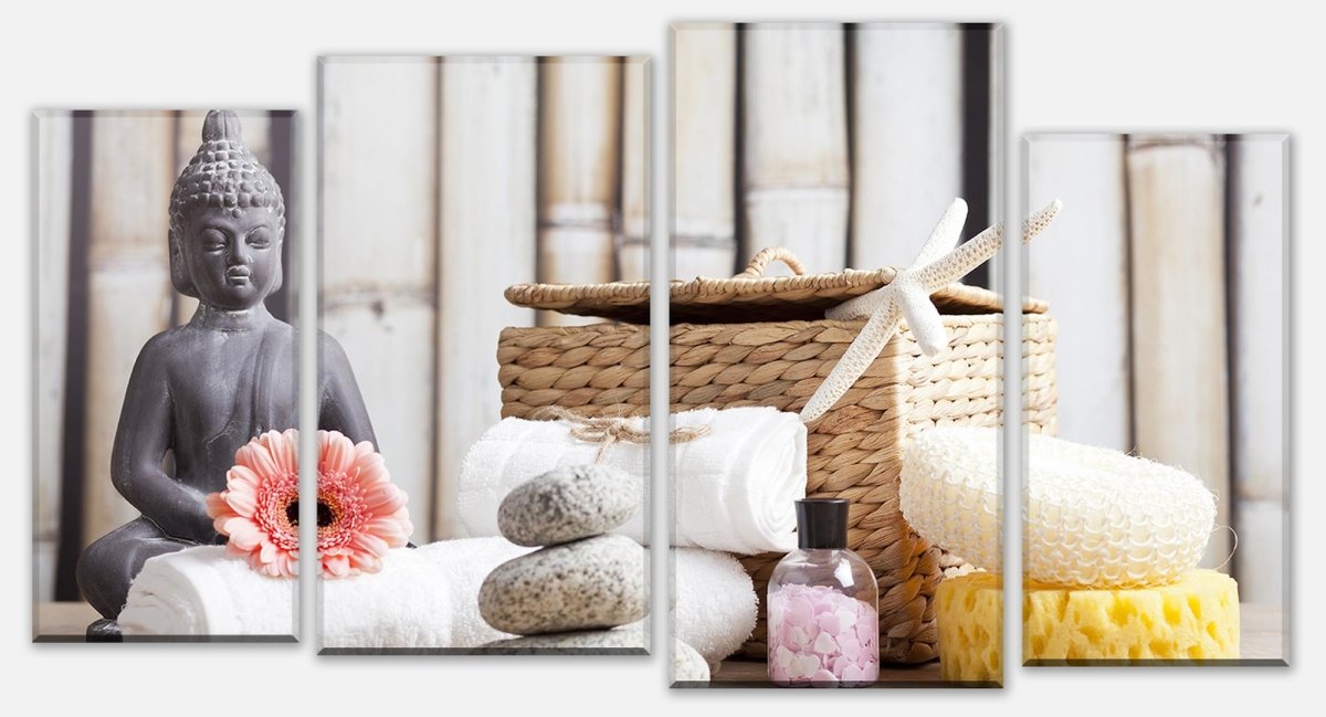 Leinwandbild Mehrteiler Spa und Wellness-Einstellung mit Blumen M0963 Leinwandbild Mehrteiler Spa und Wellness-Einstellung mit Blumen M0963