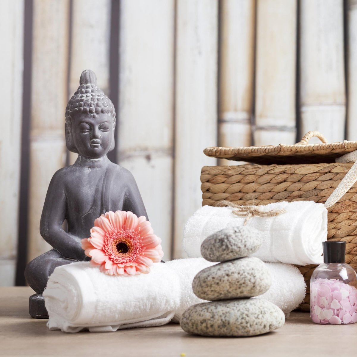 Beistelltisch Spa und Wellness-Einstellung mit Blumen M0963 entdecken - Bild 2 Beistelltisch Spa und Wellness-Einstellung mit Blumen M0963 entdecken - Bild 2