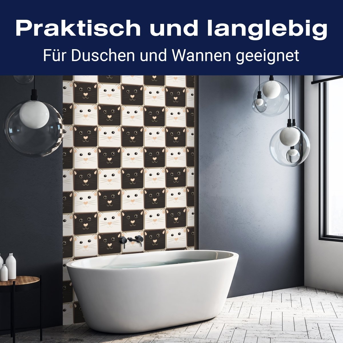 Duschwand Schachbrett Katzen M0984 entdecken - Bild 3 Duschwand Schachbrett Katzen M0984 entdecken - Bild 3