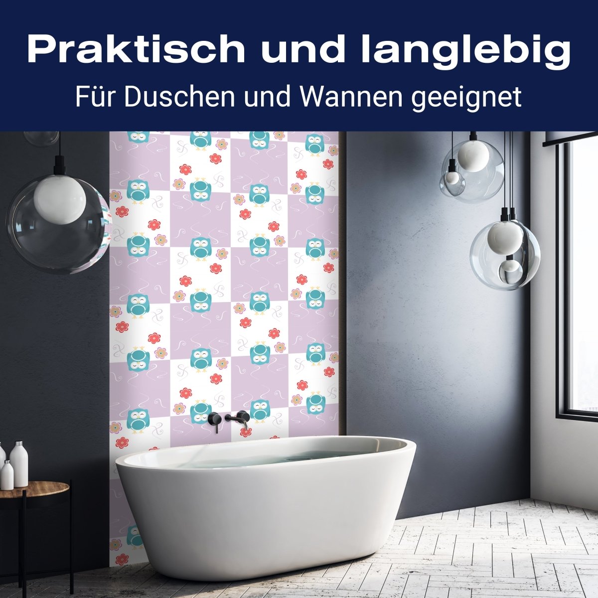 Duschwand Eulen-Muster M0985 entdecken - Bild 3 Duschwand Eulen-Muster M0985 entdecken - Bild 3