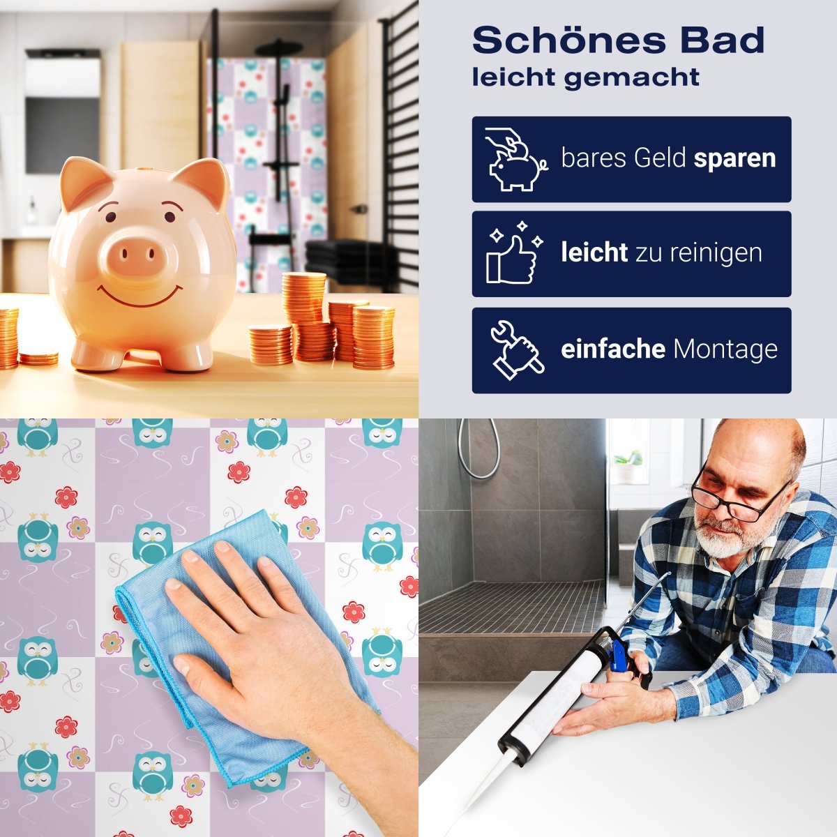 Duschwand Eulen-Muster M0985 entdecken - Bild 7 Duschwand Eulen-Muster M0985 entdecken - Bild 7