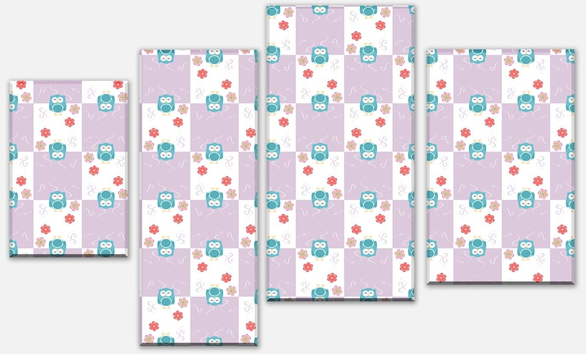 Leinwandbild Mehrteiler Eulen-Muster M0985 Leinwandbild Mehrteiler Eulen-Muster M0985