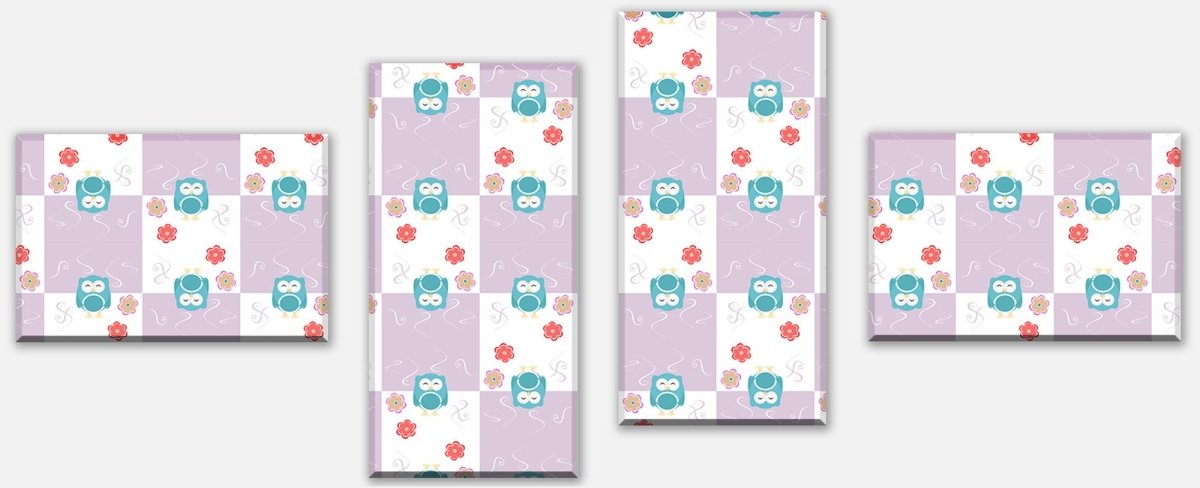 Leinwandbild Mehrteiler Eulen-Muster M0985 Leinwandbild Mehrteiler Eulen-Muster M0985