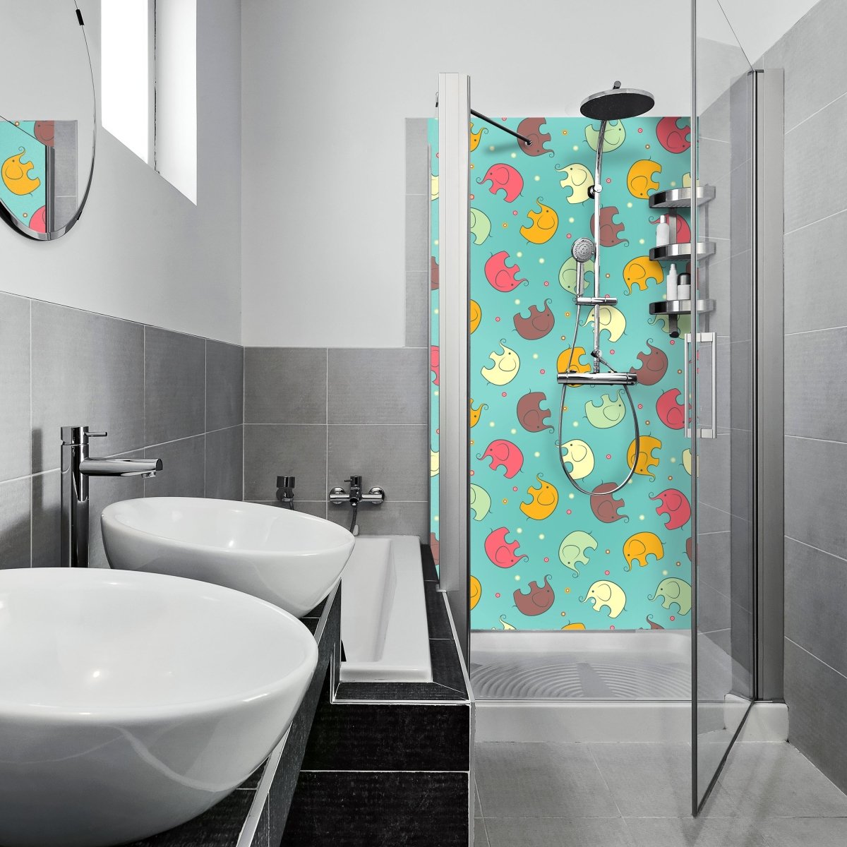 Duschwand Elefant gemusterten Hintergrund M0987 entdecken - Bild 1 Duschwand Elefant gemusterten Hintergrund M0987 entdecken - Bild 1