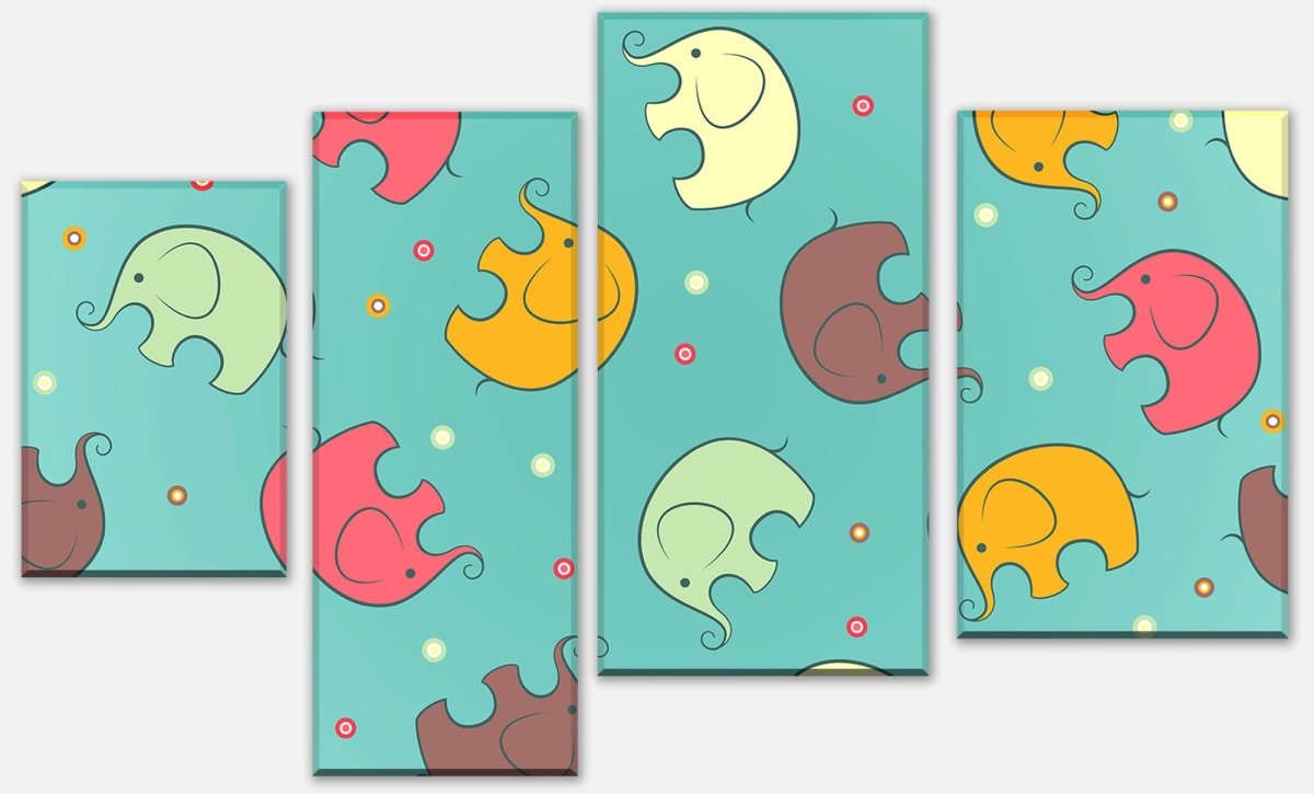 Leinwandbild Mehrteiler Elefant gemusterten Hintergrund M0987 Leinwandbild Mehrteiler Elefant gemusterten Hintergrund M0987