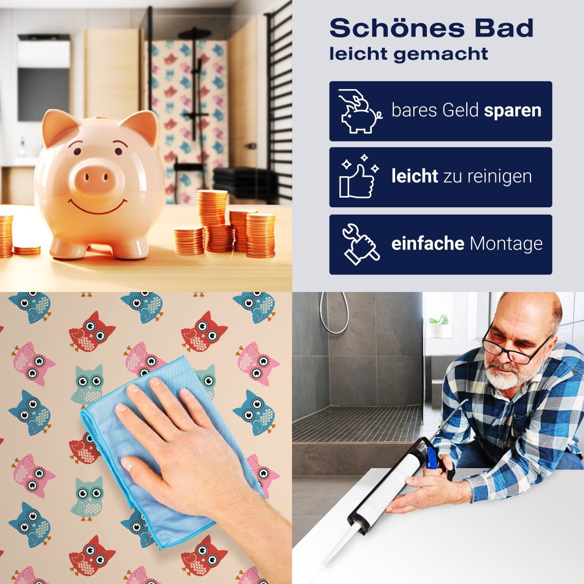 Duschwand Eulen-buntes Muster M0988 entdecken - Bild 7 Duschwand Eulen-buntes Muster M0988 entdecken - Bild 7