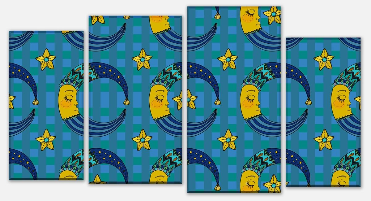 Leinwandbild Mehrteiler Schläfriger Mond M0990 Leinwandbild Mehrteiler Schläfriger Mond M0990