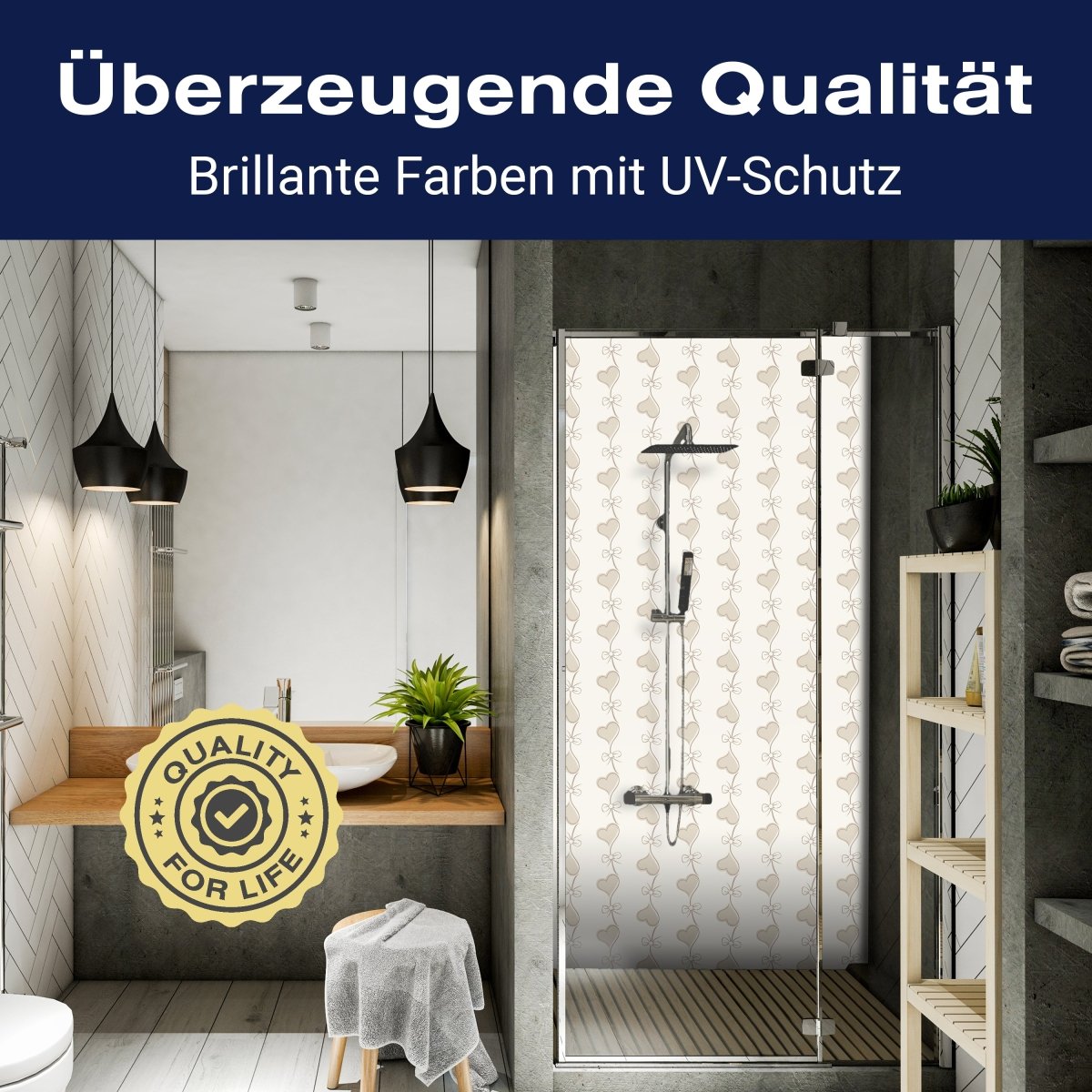 Duschwand Retro Herzen auf Beige Hintergrund M0993 entdecken - Bild 2 Duschwand Retro Herzen auf Beige Hintergrund M0993 entdecken - Bild 2