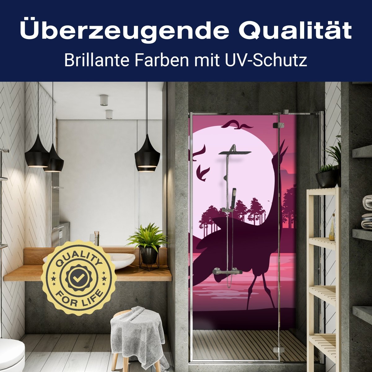 Duschwand Romantische Aussicht, Reihern M0999 entdecken - Bild 2 Duschwand Romantische Aussicht, Reihern M0999 entdecken - Bild 2