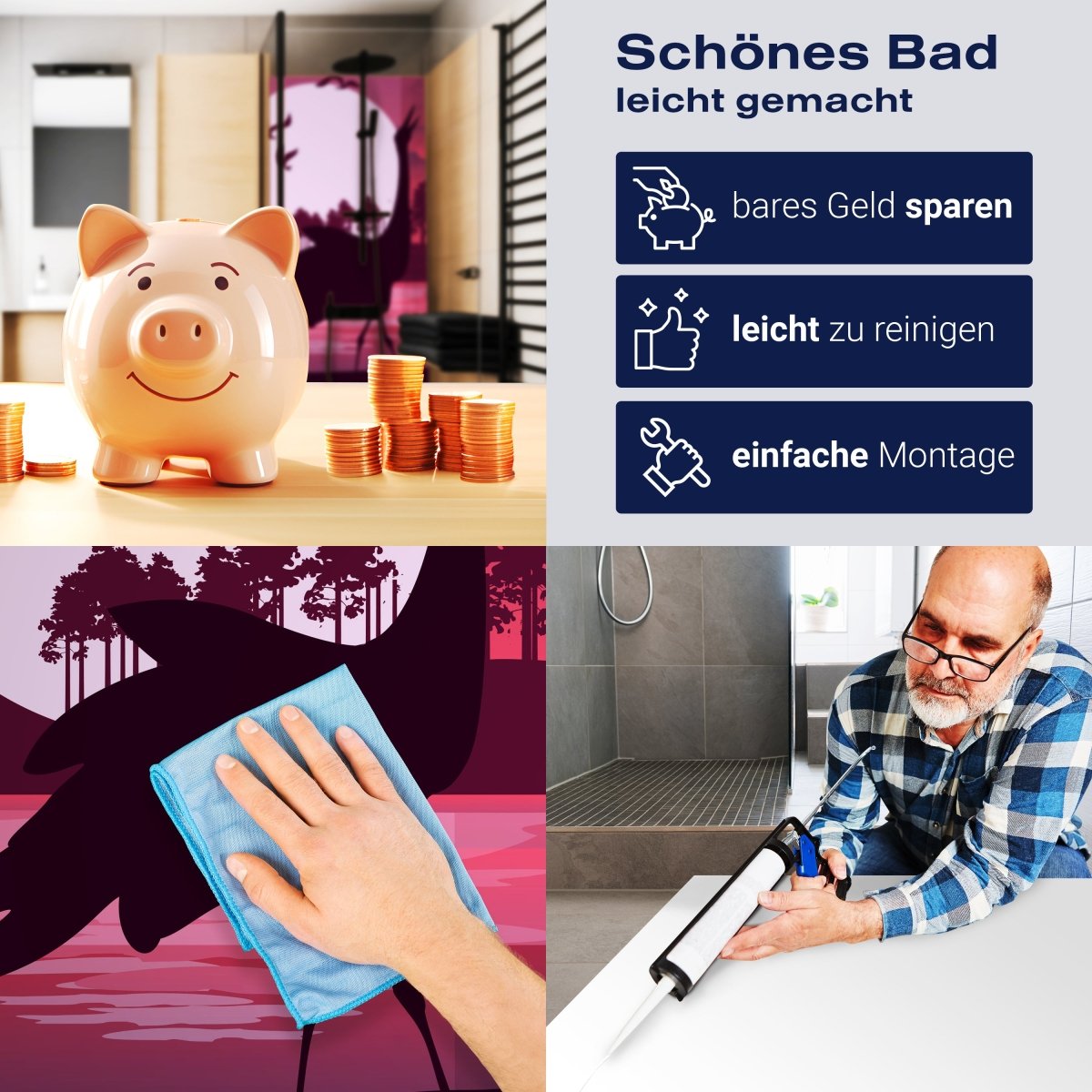 Duschwand Romantische Aussicht, Reihern M0999 entdecken - Bild 7 Duschwand Romantische Aussicht, Reihern M0999 entdecken - Bild 7