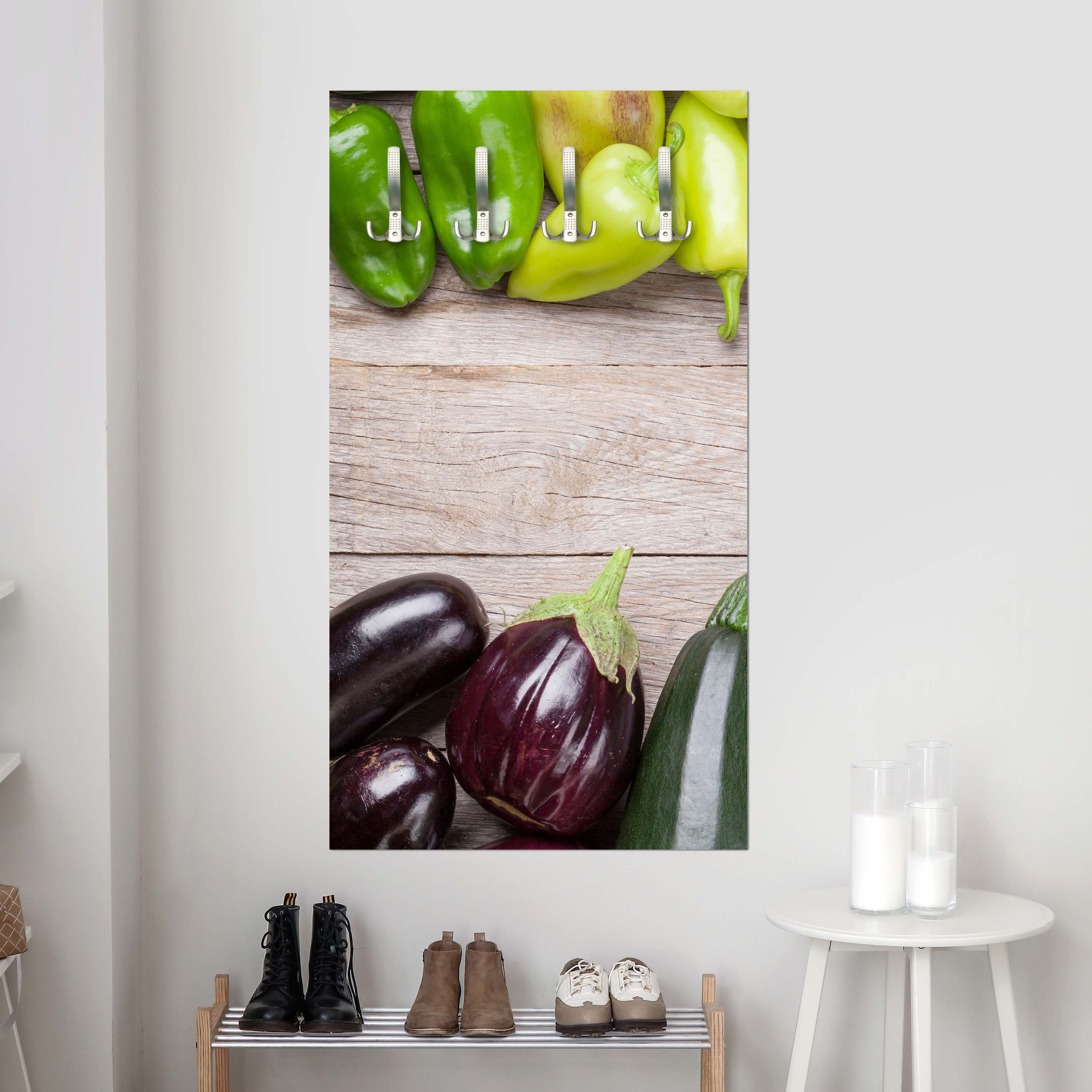 Garderobe Frischgemüse auf einem Holztisch M1012 entdecken - Bild 3 Garderobe Frischgemüse auf einem Holztisch M1012 entdecken - Bild 3