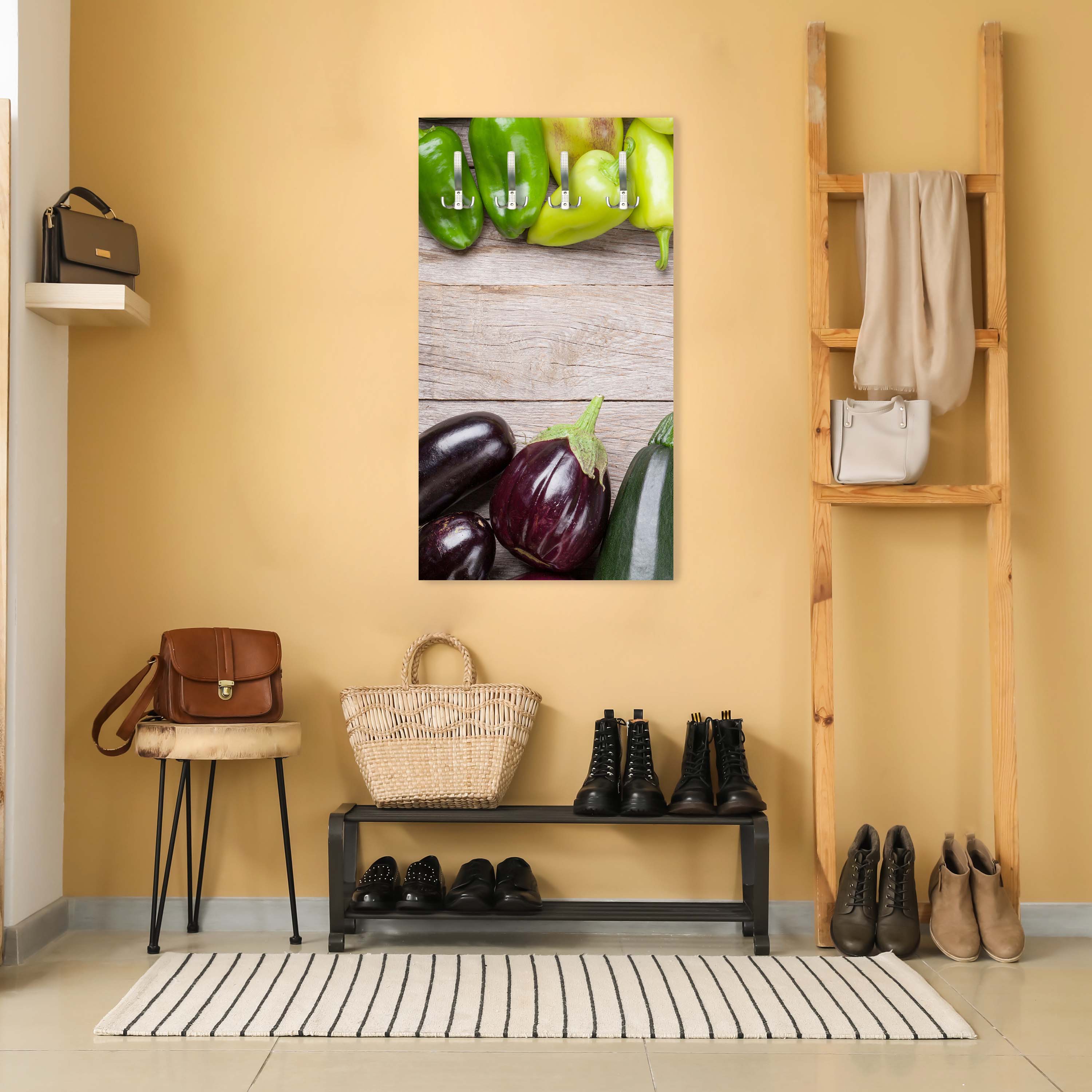 Garderobe Frischgemüse auf einem Holztisch M1012 entdecken - Bild 5 Garderobe Frischgemüse auf einem Holztisch M1012 entdecken - Bild 5