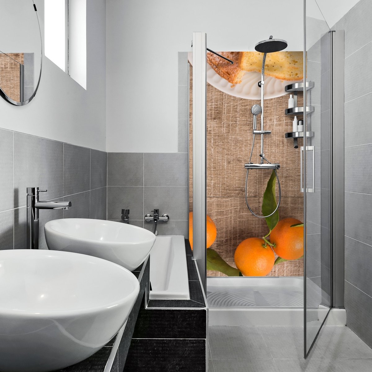 Duschwand Frische Clementinen und Kuchen M1018 entdecken - Bild 1 Duschwand Frische Clementinen und Kuchen M1018 entdecken - Bild 1