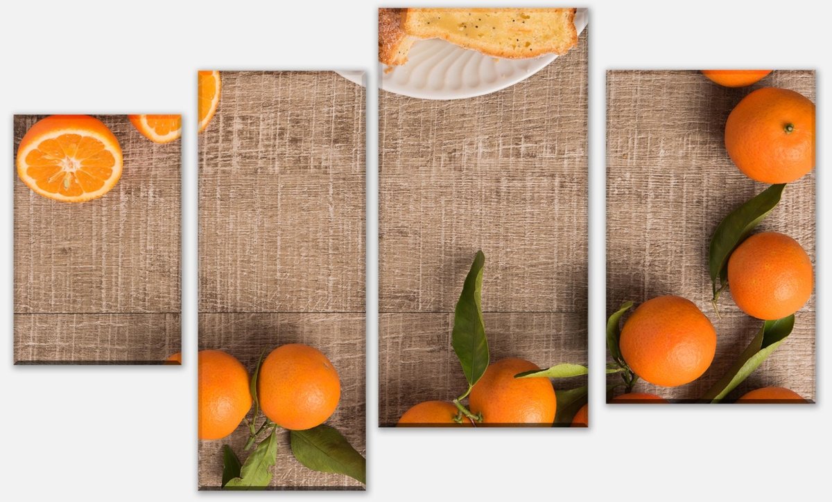 Leinwandbild Mehrteiler Frische Clementinen und Kuchen M1018 Leinwandbild Mehrteiler Frische Clementinen und Kuchen M1018