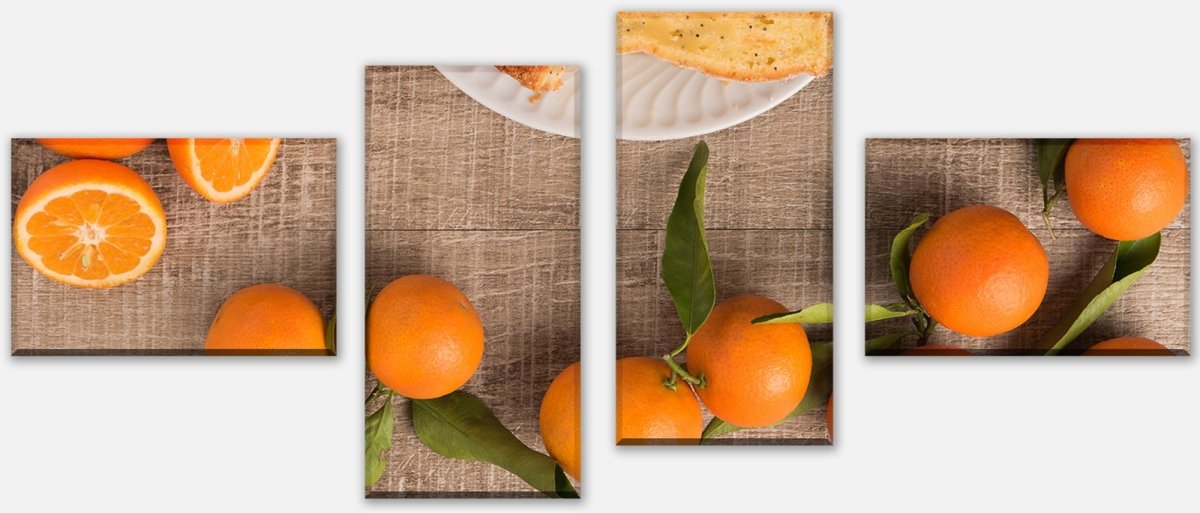 Leinwandbild Mehrteiler Frische Clementinen und Kuchen M1018 Leinwandbild Mehrteiler Frische Clementinen und Kuchen M1018