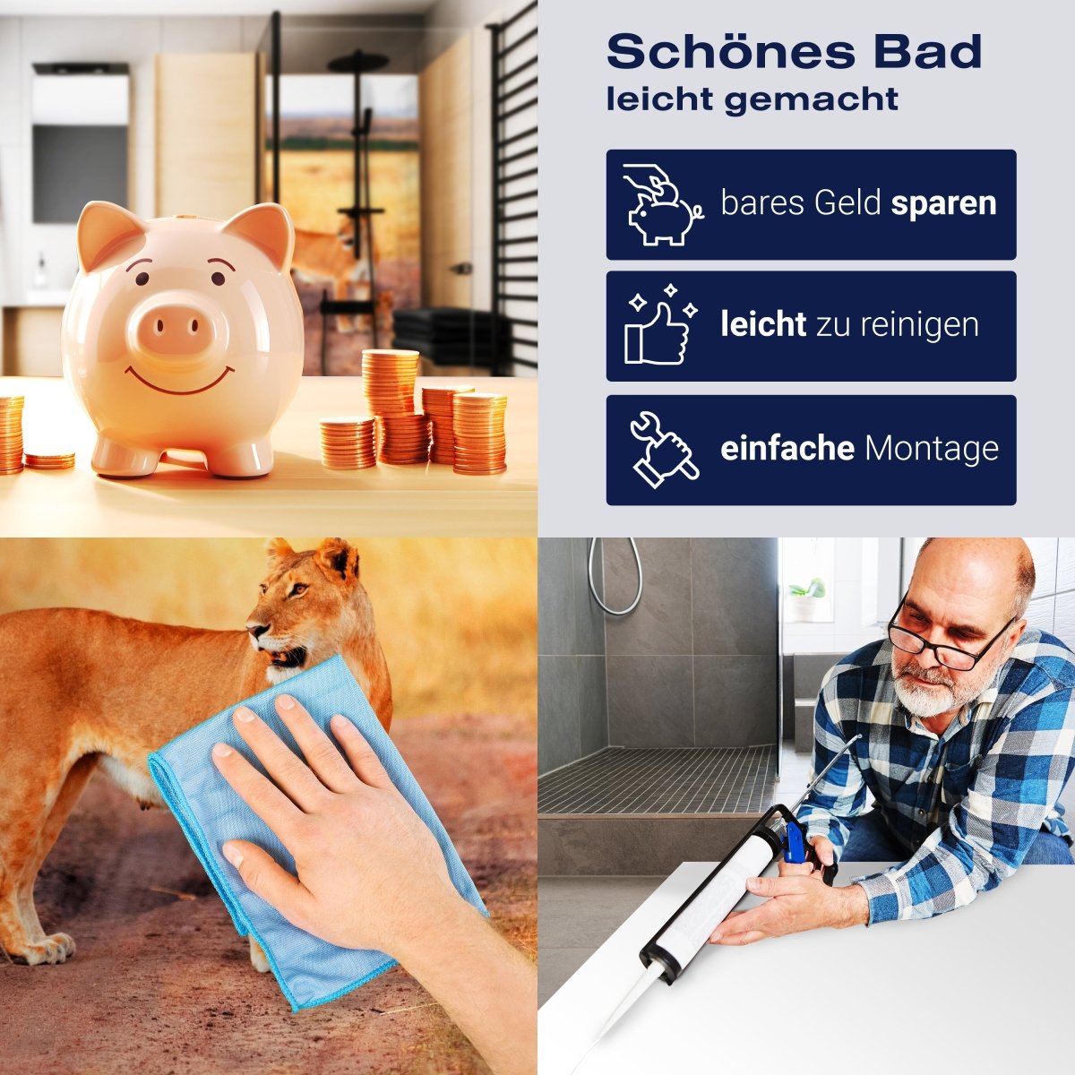 Duschwand Löwe mit einem Jungen, Kenia M1020 entdecken - Bild 7 Duschwand Löwe mit einem Jungen, Kenia M1020 entdecken - Bild 7