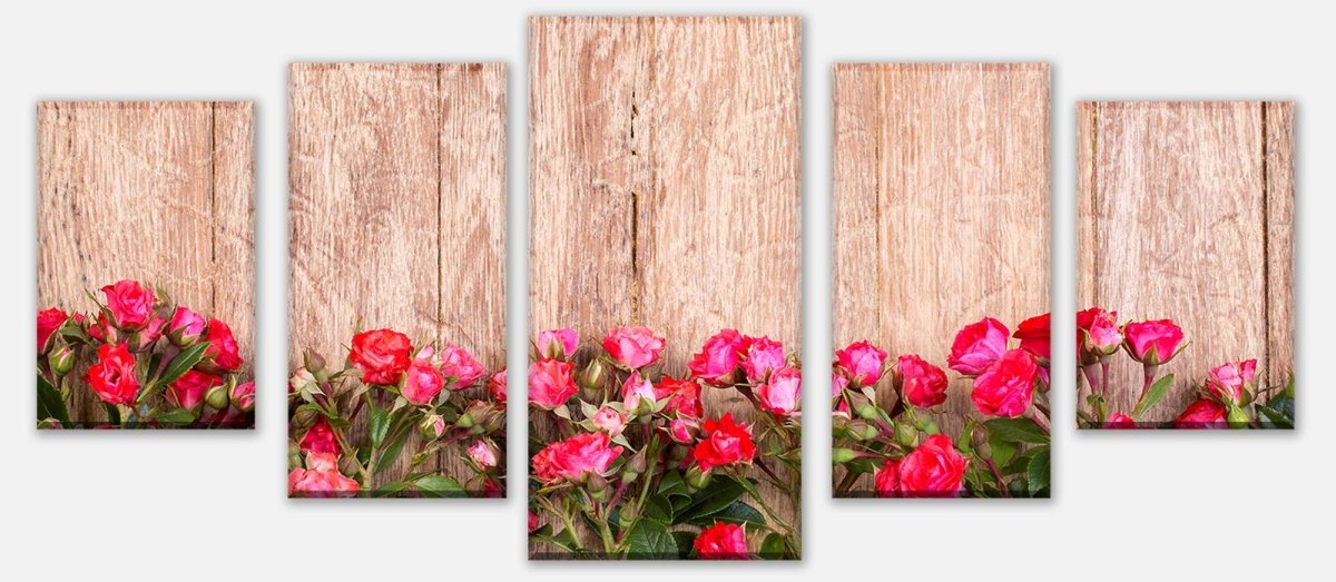 Leinwandbild Mehrteiler Rote Rosen auf Holzbrett M1025 entdecken - Bild 1 Leinwandbild Mehrteiler Rote Rosen auf Holzbrett M1025 entdecken - Bild 1