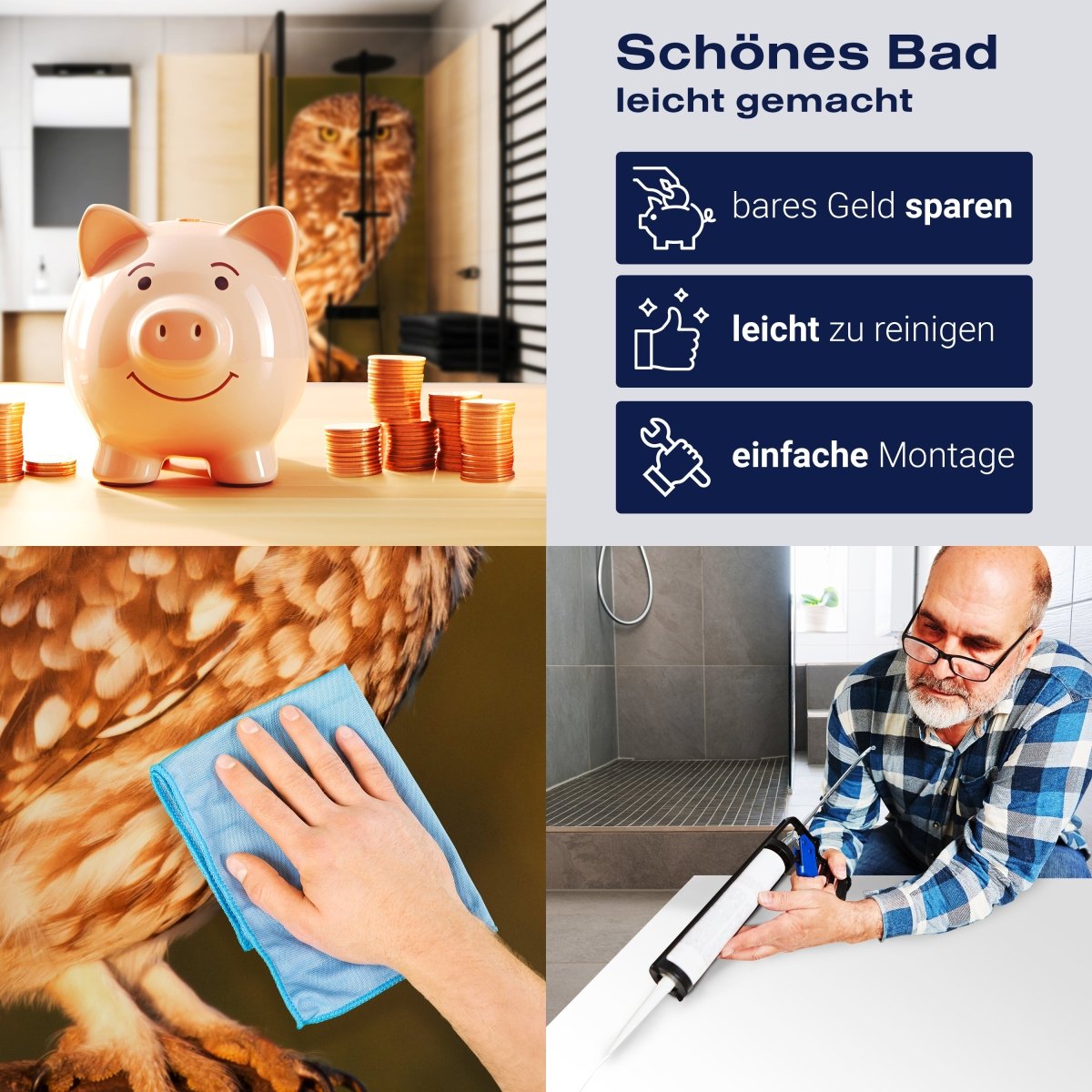 Duschwand Kleine Eule, Baumstamm M1026 entdecken - Bild 7 Duschwand Kleine Eule, Baumstamm M1026 entdecken - Bild 7