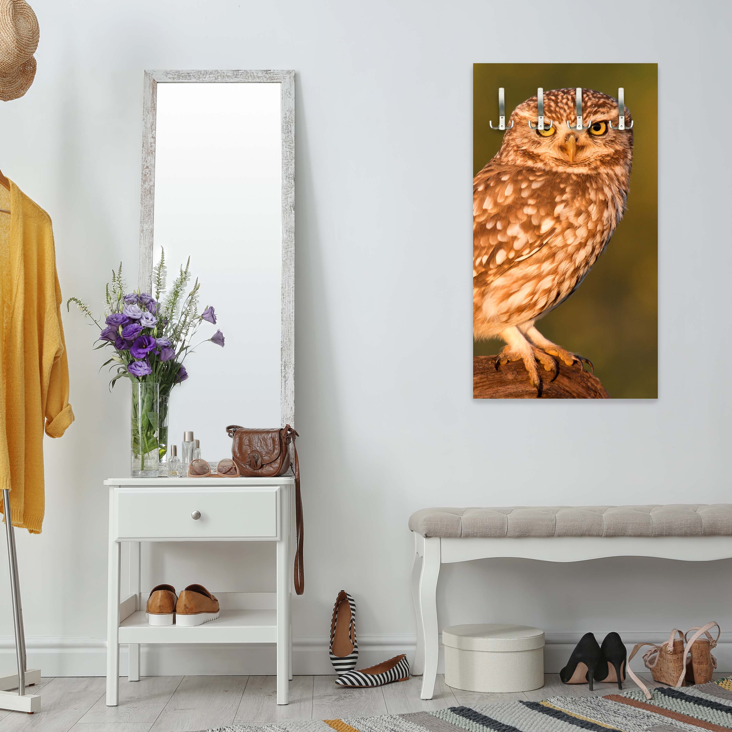 Garderobe Kleine Eule auf einem Baumstamm M1026 entdecken - Bild 3 Garderobe Kleine Eule auf einem Baumstamm M1026 entdecken - Bild 3