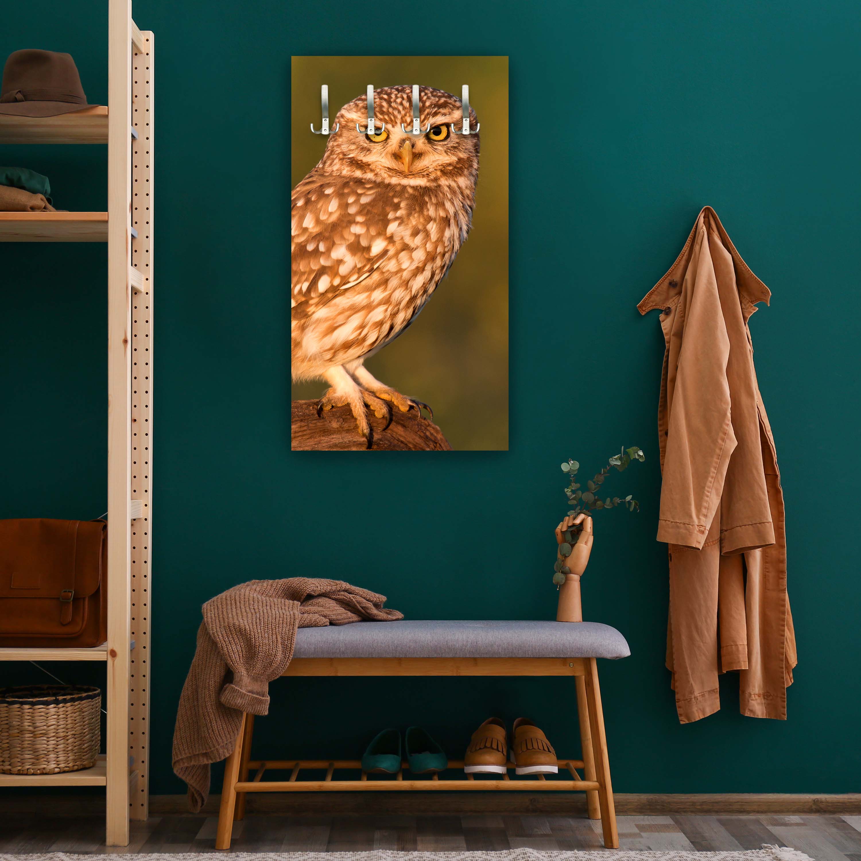 Garderobe Kleine Eule auf einem Baumstamm M1026 entdecken - Bild 5 Garderobe Kleine Eule auf einem Baumstamm M1026 entdecken - Bild 5