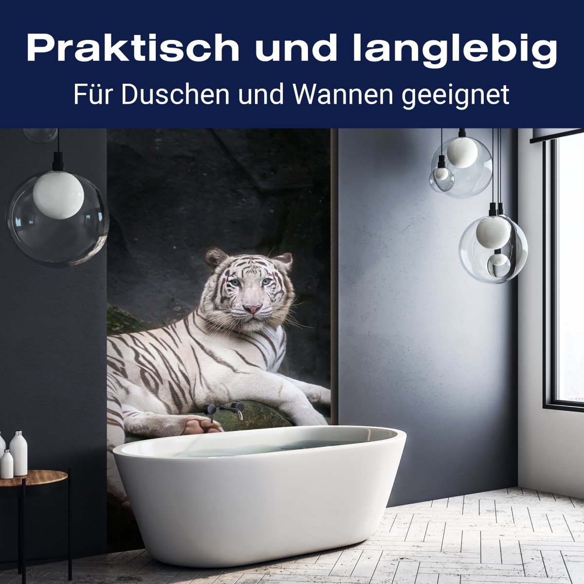 Duschwand Weißer Tiger, Höhle M1027 entdecken - Bild 3 Duschwand Weißer Tiger, Höhle M1027 entdecken - Bild 3