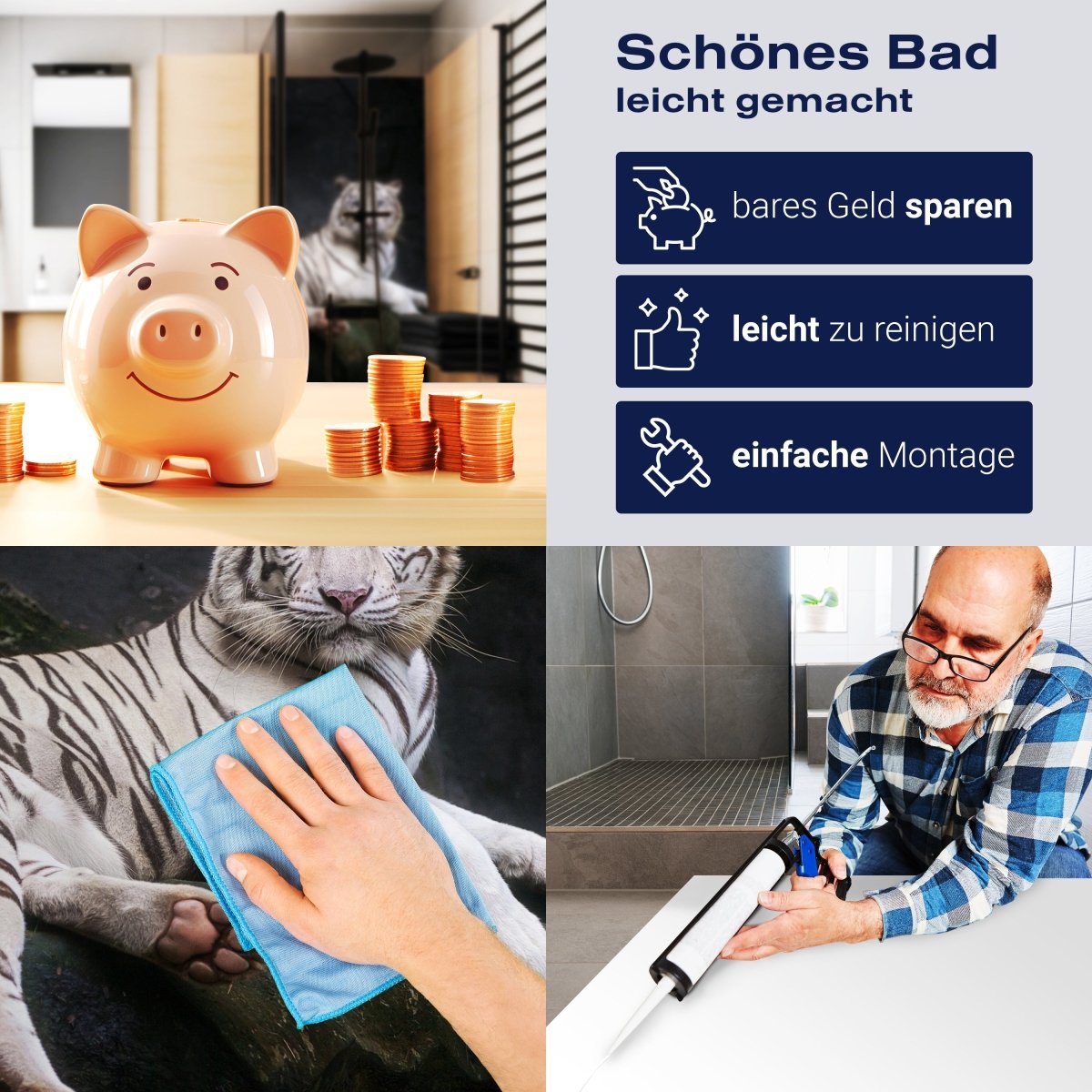 Duschwand Weißer Tiger, Höhle M1027 entdecken - Bild 7 Duschwand Weißer Tiger, Höhle M1027 entdecken - Bild 7