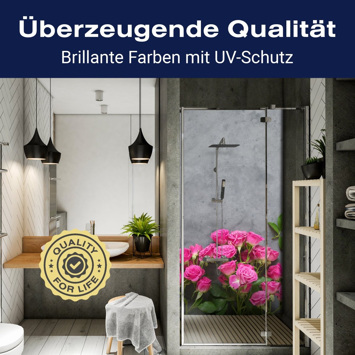 Duschwand Rosa Rosen, Stein M1033 entdecken - Bild 2 Duschwand Rosa Rosen, Stein M1033 entdecken - Bild 2