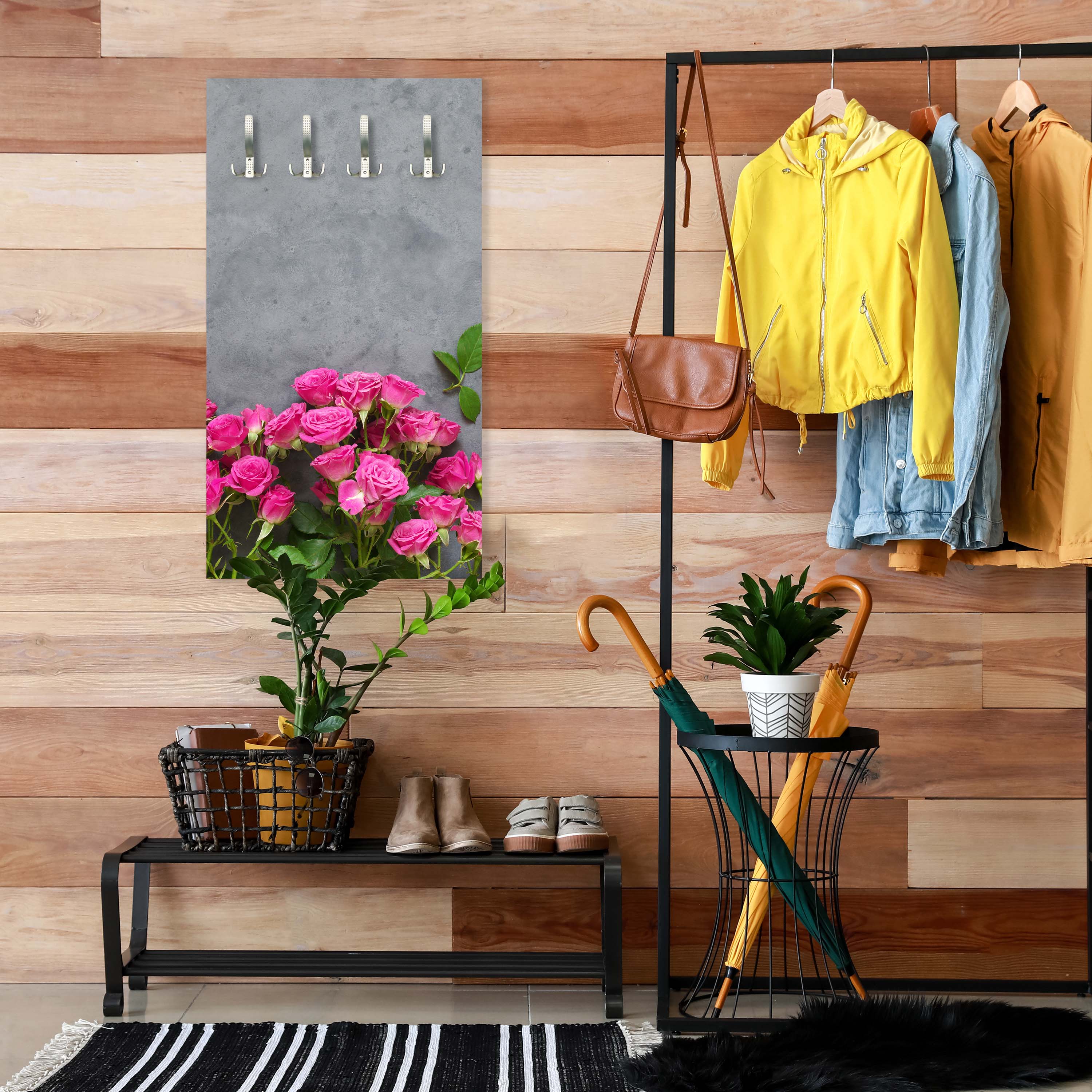 Garderobe Rosa Rosen auf dunkelgrauem Hintergrund M1033 entdecken - Bild 2 Garderobe Rosa Rosen auf dunkelgrauem Hintergrund M1033 entdecken - Bild 2