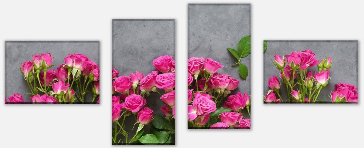 Leinwandbild Mehrteiler Rosa Rosen auf dunkelgrauem Hintergrund M1033 Leinwandbild Mehrteiler Rosa Rosen auf dunkelgrauem Hintergrund M1033