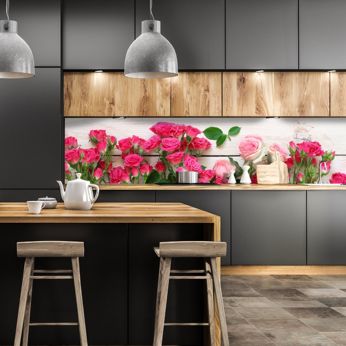 Küchenrückwand Rosa und karminrote Rosen M1034 entdecken - Bild 1 Küchenrückwand Rosa und karminrote Rosen M1034 entdecken - Bild 1